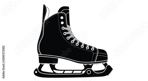 Photography Ice skate silhouette on a white background a black and white vector illustration