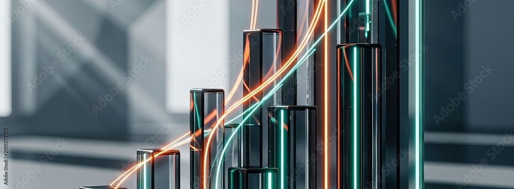 Fototapeta premium Visualize the dynamic momentum of financial growth through futuristic digital connectivity.