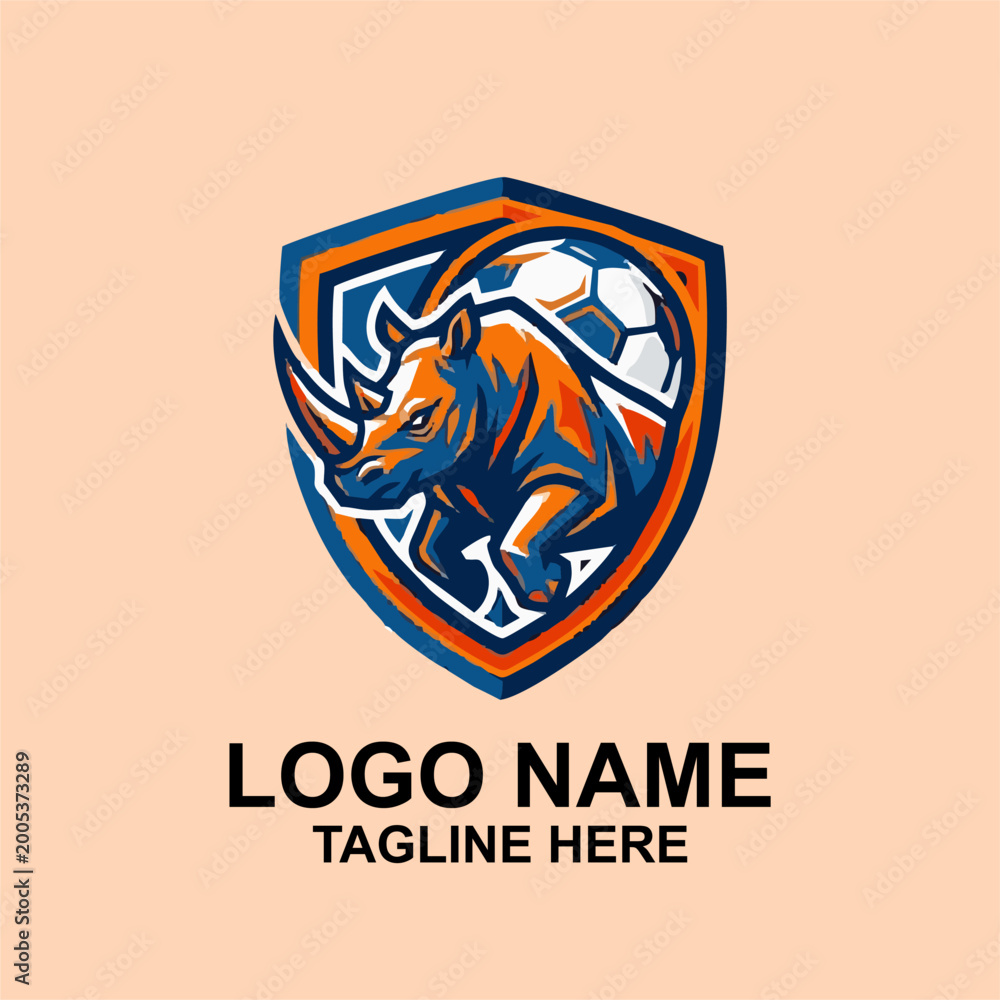 Fototapeta premium Rhinos Soccer Team Logo