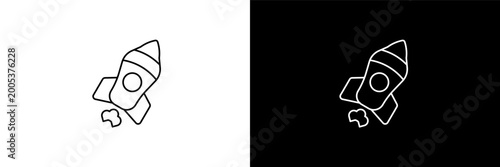 launcher outline icons in army and milatry category. White and Black style linear launcher icon