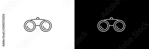 binoculars outline icons in army and milatry category. White and Black style linear binoculars icon
