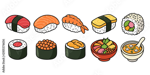 Set of Hand Drawn Sushi Illustrations