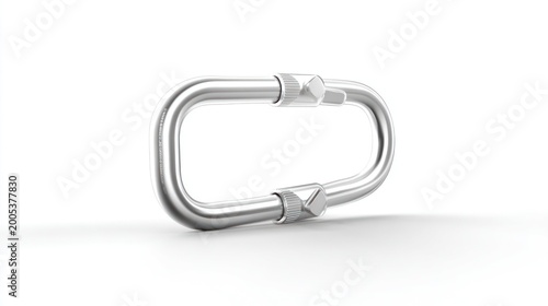 Isolated stainless steel carabiner on white background for design elements