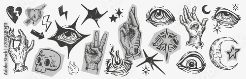 Fotografie Blackwork tattoo flash set