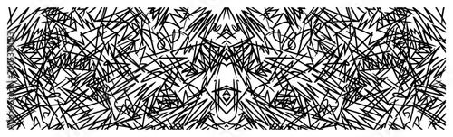 Quadro su tela Abstract scribble pattern with messy tangled lines in chaotic monochrome style