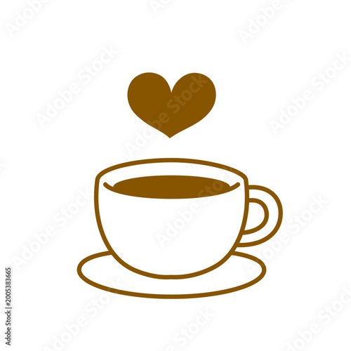 コーヒーカップとハートのアイコンーコーヒー好き、コーヒー愛