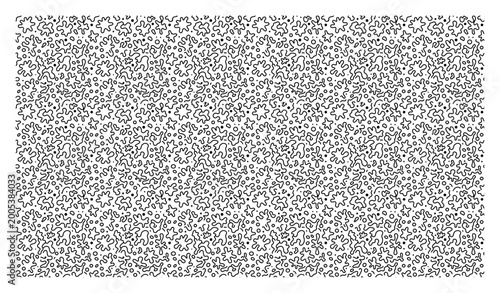 Cuadro en lienzo Abstract line art doodle pattern with organic blobs and stars in quirky minimali