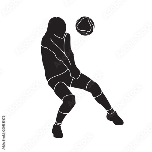 silhouette image asset of a person receiving a volleyball.