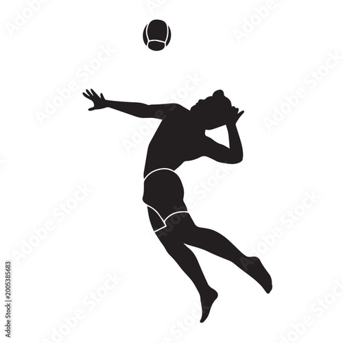 asset of a silhouette image of a person spiked a volleyball.