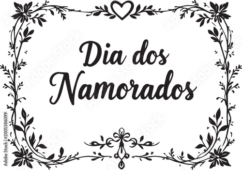 Decorative ornate border for Valentine's Day celebration with romantic text.