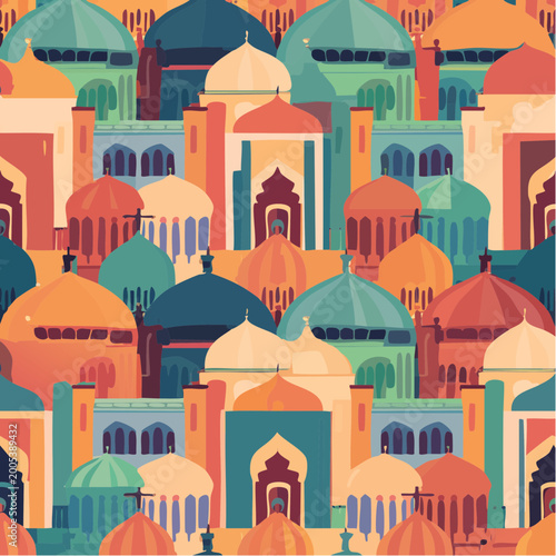 Seamless vector pattern with arabesque ornaments and islamic design