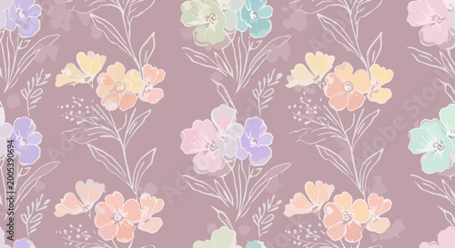 Fotografie Light pastel garden design with airy blooming elements