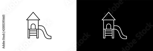 playground outline icons in entertainment category. White and Black style linear playground icon