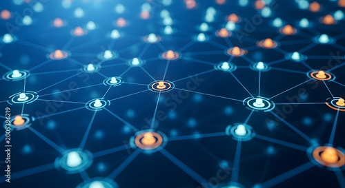 Glowing network connections on blue background