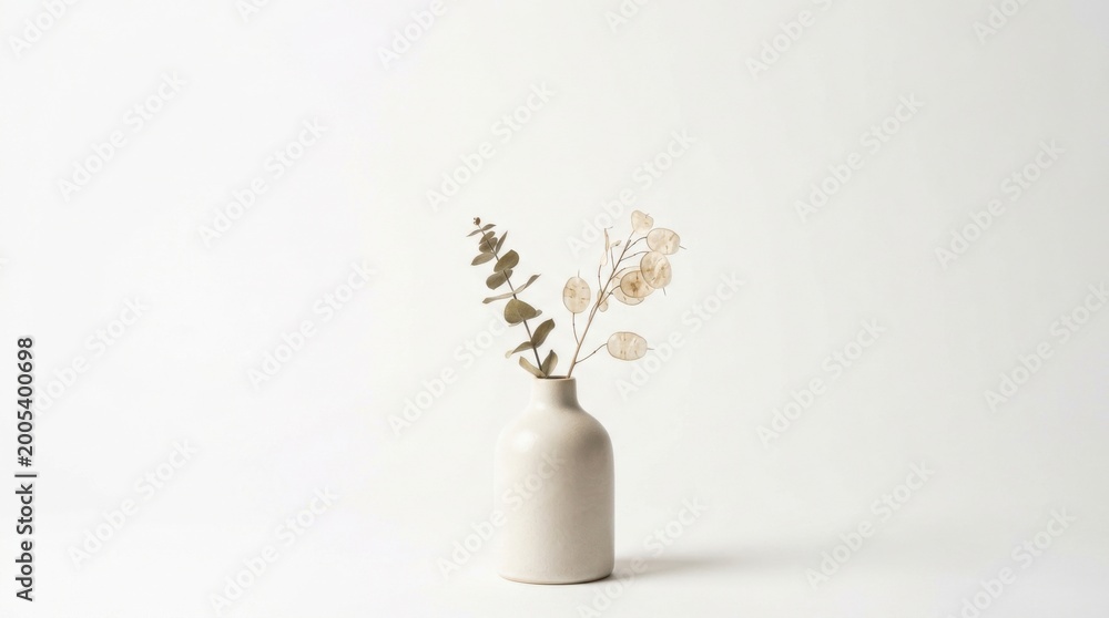 Fototapeta premium Minimalist Dried Botanicals in White Ceramic Vase