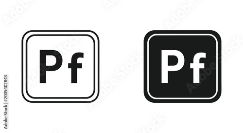 Fotografi Simple line art and solid black icons for Adobe Premiere Pro software