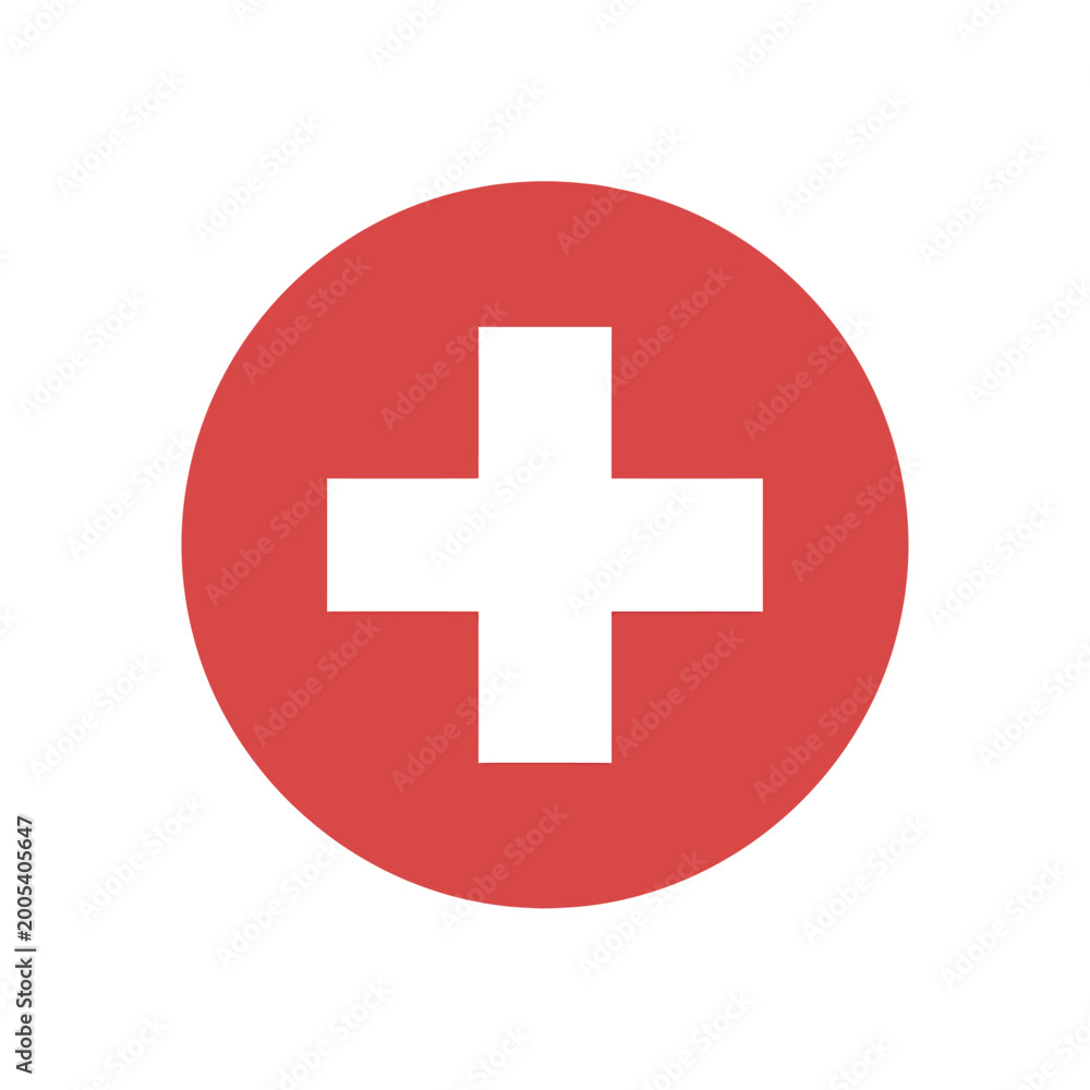 Obraz premium Switzerland Flag Circular Icon with White Cross on Red Background Representing Swiss Neutrality and Financial Security Concepts