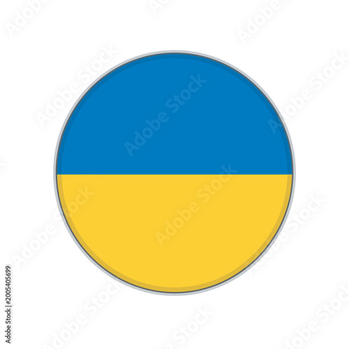 Free Download Ukraine National Flag Circular Icon with Gray Shadow and Border Blue and Yellow Patriotism Symbol for News and Support - GFXLoad
