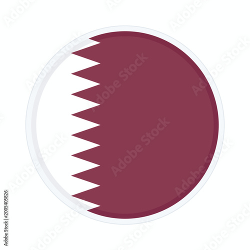 Tableau sur toile Glossy Qatar Flag Circle Icon with Subtle Shadow and Border for Mobile App Inter