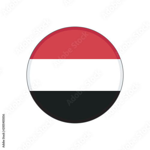 Yemen National Flag Round Circle Button Icon with Red White and Black Stripes Minimalist Vector Graphic Design Free Download Yemen National Flag Round Circle Button Icon with Red White and Black Stripes Minimalist Vector Graphic Design - GFXLoad