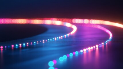 Glowing path with checkpoints representing business roadmap and project milestones in dark setting