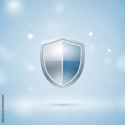 Shield icon symbolizing protection and security against blue background