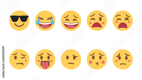 Photos Diverse Emoji Expressions: A vibrant array of emojis showcasing a wide spectrum of emotions, from joy and laughter to sadness and frustration
