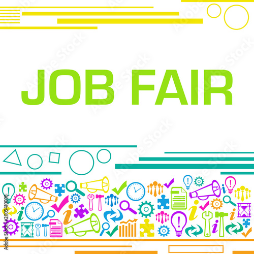 Job Fair Colorful Texture Bottom Square Business Symbols 