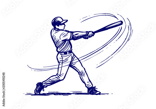 Tableau sur toile Baseball hand drawn simple sketch vector illustration