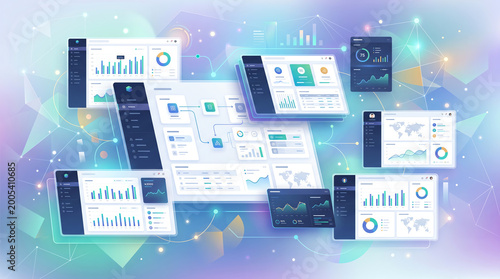 SaaS Platform Abstract Interface with Floating Multi-Tenant Panels