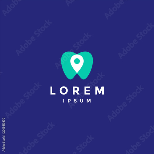 Location Pin In Tooth Silhouette Logo Design. Simple Dental Clinic Location Logo Design.