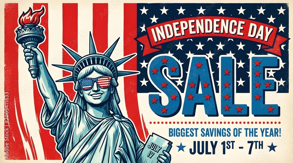 Obraz premium Celebrate independence day usa with a patriotic sale statue of liberty american flag design