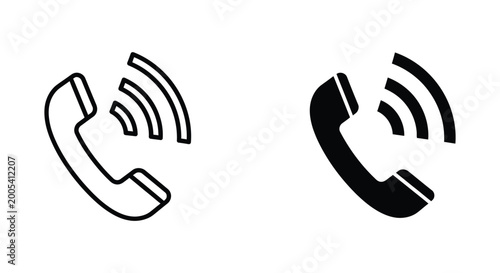 Classic telephone receiver with radiating waves communication call icon illustration