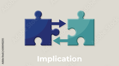 Vector graphic illustration of puzzle pieces fitting together with arrows Vector
