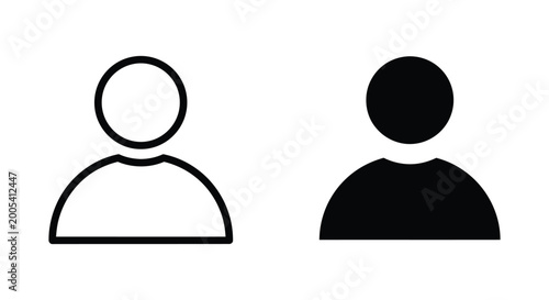 User profile icon outline and solid versions graphic design element for web and application interfaces representing individuals accounts and digital identity
