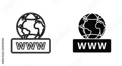 Global internet website icon with WWW text representing worldwide web online presence and digital connectivity