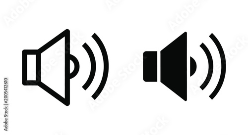 Volume speaker sound waves icon outline and solid versions vector graphic for audio control multimedia playback sound settings and auditory functions in digital devices