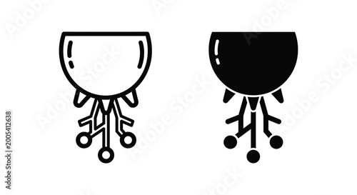 Abstract cow udder with milk drops vector icon set for dairy farming