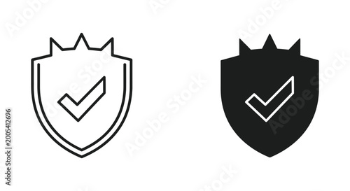 Shield with a checkmark symbol representing security protection and verified authentication for digital safety