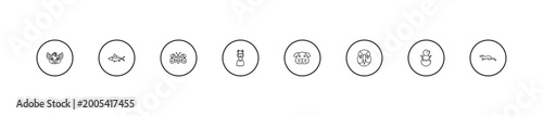 Fotografie outline animals icons set - moth, llama, guinea pig