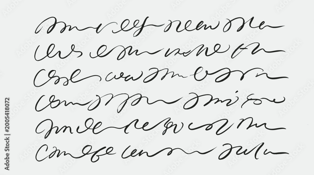 Naklejka premium Expressive Black Ink Scribbles and Abstract Script Patterns on Light Background for Contemporary Art and Minimalist Design Elements