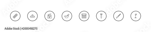 Fotografía outline beauty icons set - feet cream, mortar bowl, eye shadow