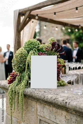 Wedding Sign Mockup 8x10 With Chartreuse And Burgundy Floral Decor