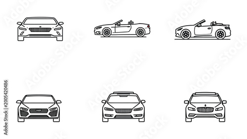 Foto Automobile Selection: A captivating illustration showcases a selection of elegant automobiles, from sleek roadsters to modern sedans, providing a diverse range of choices for discerning enthusiasts