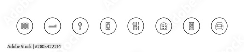 Foto outline furniture icons set - wall clock, rug, fader