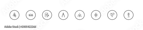 Foto outline general icons set - copywriting, nippers, 3d modeling