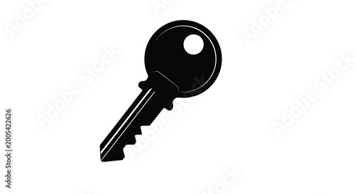 Tableau sur toile Black key silhouette on a white background a simple illustration of a traditiona