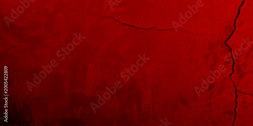 Fotografi Dark red grunge wall texture with distressed surface peeling paint cracks stains