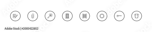 Foto outline miscellaneous icons set - carpet beater, room door, washboard
