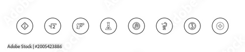 Photos outline signs icons set - guns, radioactive elements, do not touch